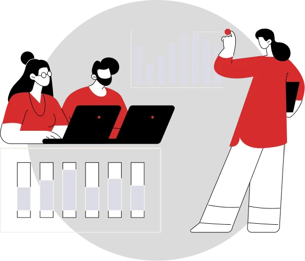 Team analyzing statistics