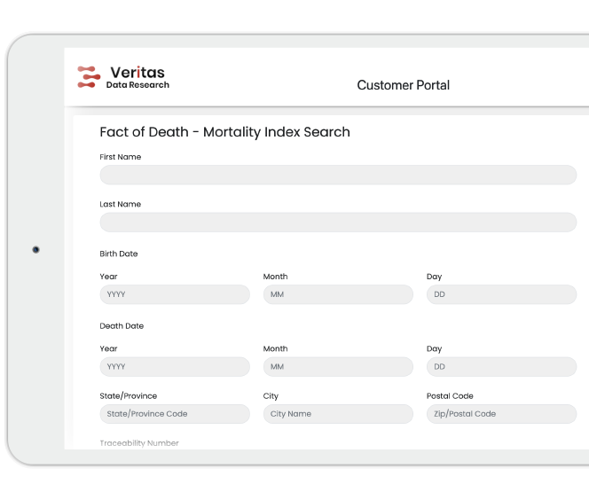 Veritas Customer Portal screenshot on tablet