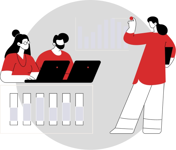 Team analyzing statistics
