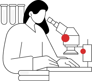 Scientist checking the microscope