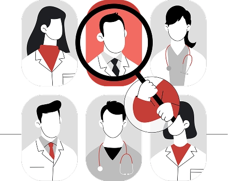 People with a magnifying glass